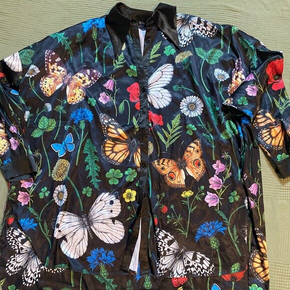 Posh Satin Playsuit in Folklore Florals S/M - Picture 2 of 10